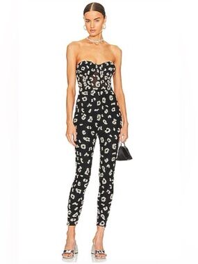 Retrofete Free People Kendall Jumpsuit Black Silver Strapless Party Cocktail